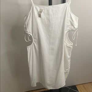 Aerie White Cut Out Linen Dress Size M